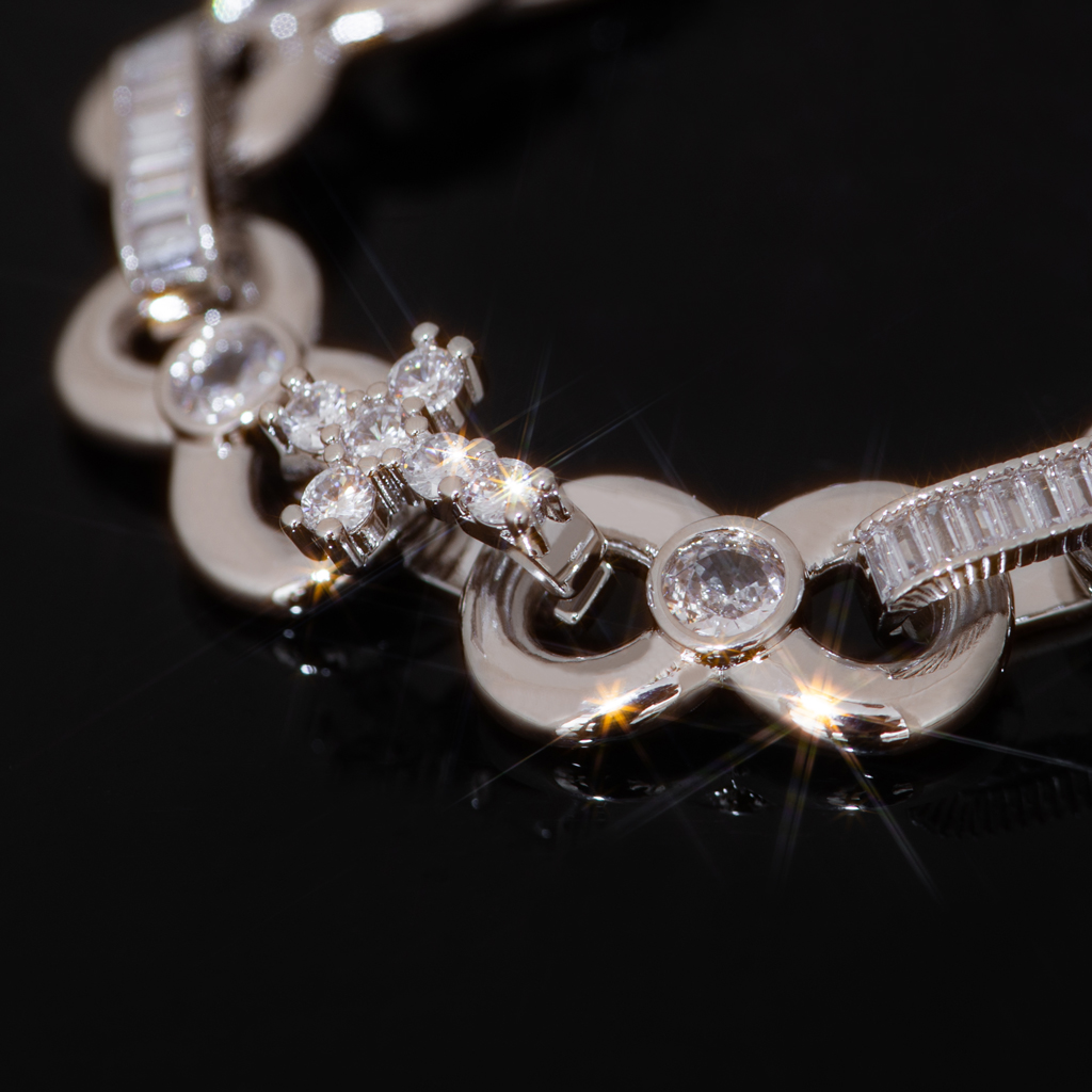 Iced Out 12mm Baguette Cut Infinite Cross Bracelets