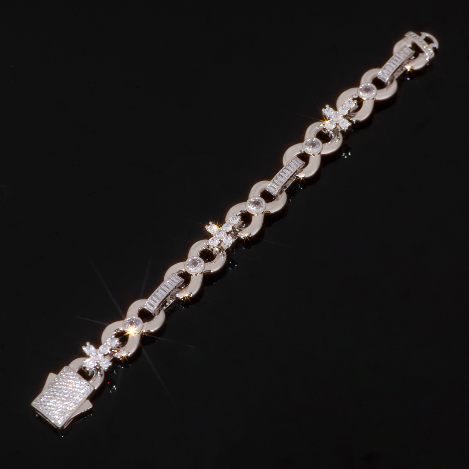 Iced Out 12mm Baguette Cut Infinite Cross Bracelets