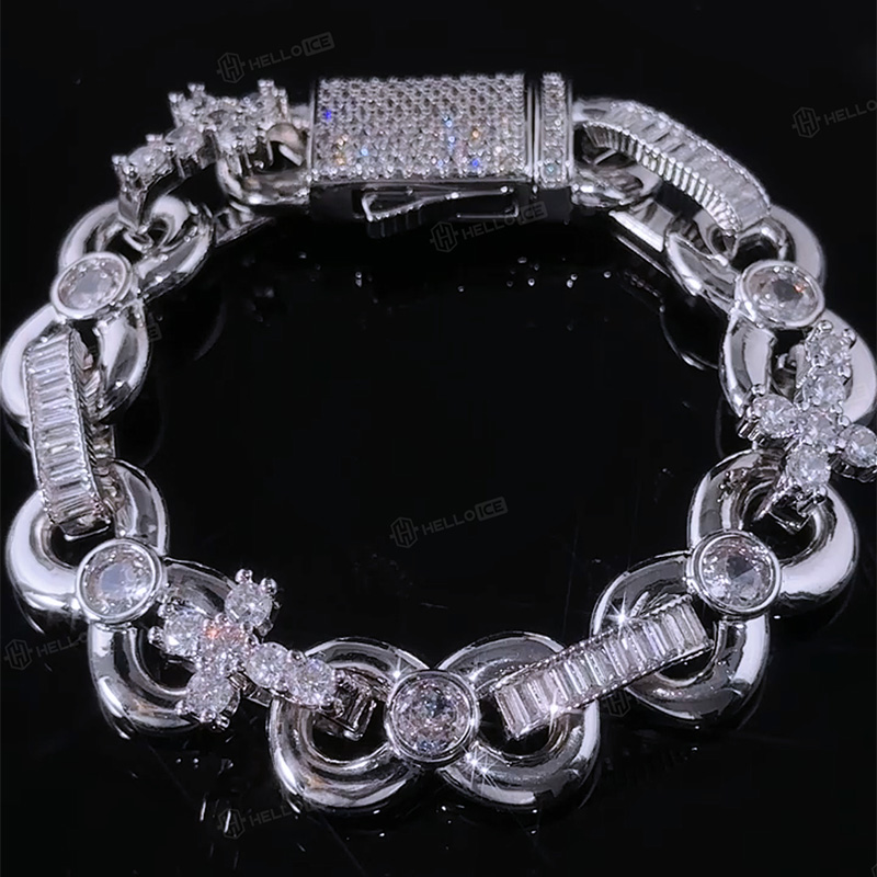 Iced Out 12mm Baguette Cut Infinite Cross Bracelets Iced Out 12mm Baguette Cut Infinite Cross Bracelets
