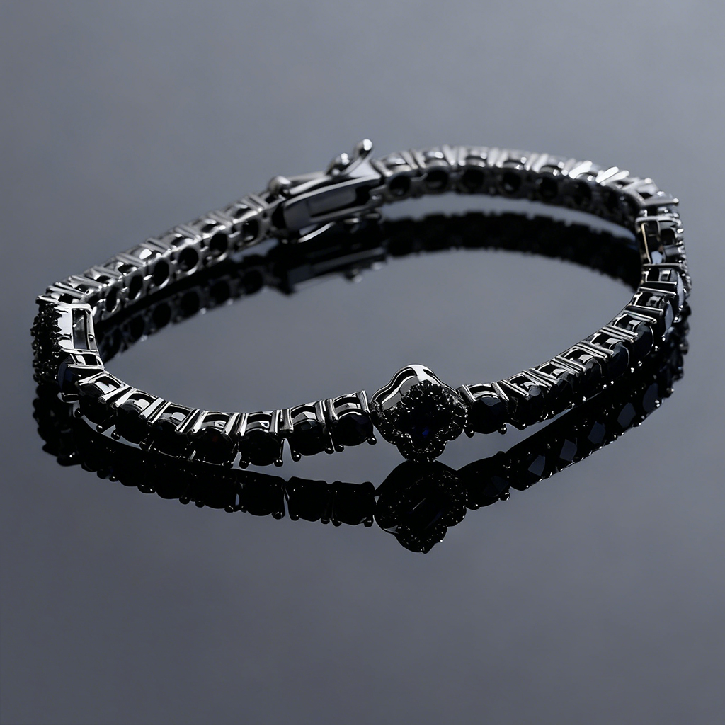 4mm Iced Out Four Leaf Clover Tennis Bracelet in Black Gold