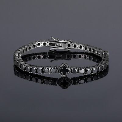 Iced Out Black Four Leaf Clover Tennis Bracelet
