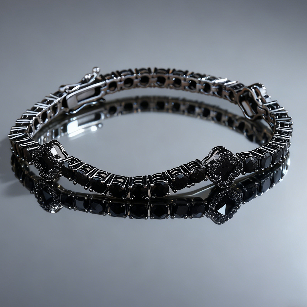 4mm Iced Out Four Leaf Clover Tennis Bracelet in Black Gold