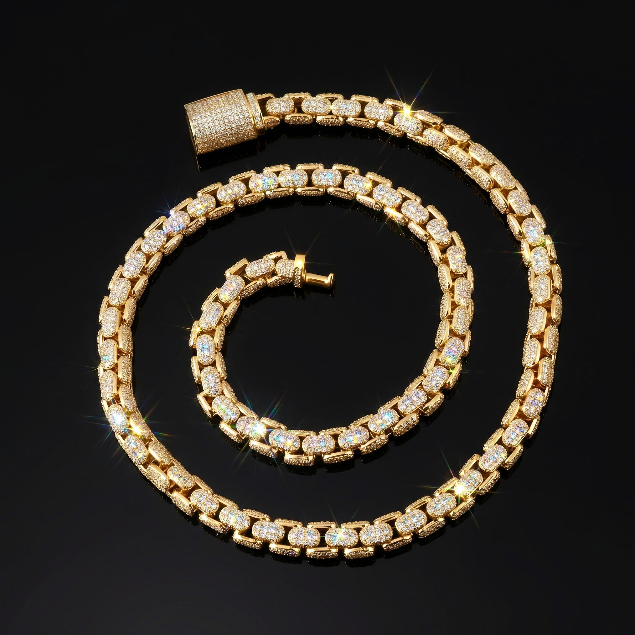 8mm Iced Out Round Box Chain 8mm Iced Out Round Box Chain