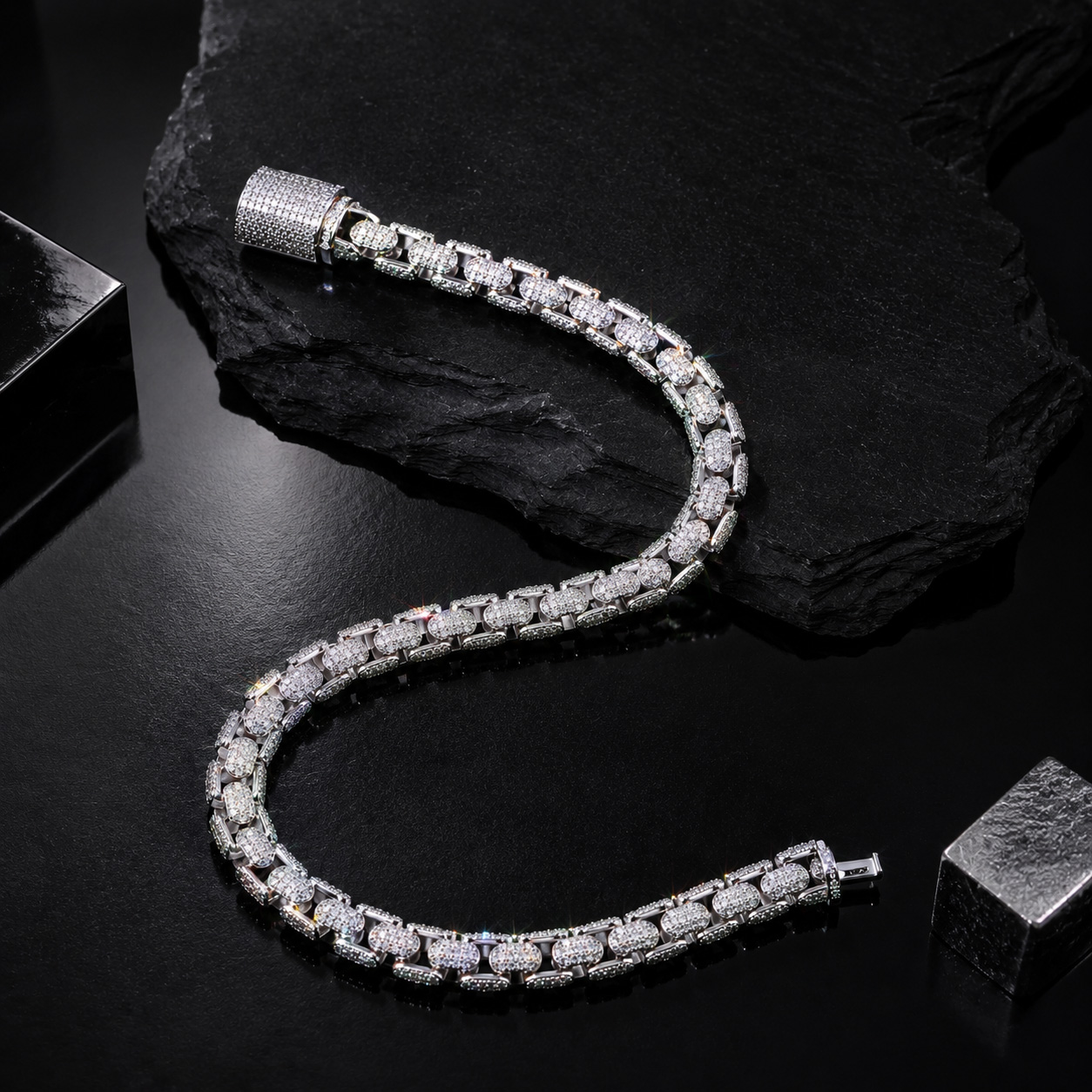 8mm Iced Out Round Box Chain 8mm Iced Out Round Box Chain