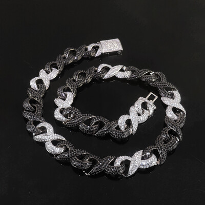 Iced Out Black & White Diamond Cuban Chain