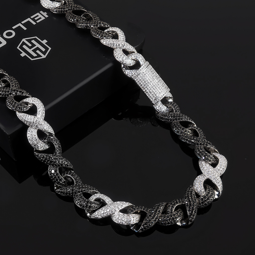Iced Out Black & White Diamond Cuban Chain
