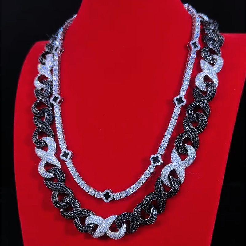 Iced Out Black & White Infinity Link Chain Iced Out Black & White Infinity Link Chain