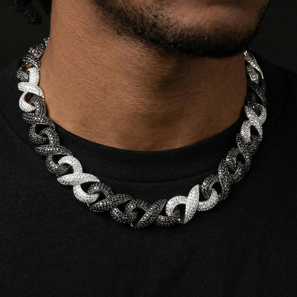 Iced Out Black & White Infinity Link Chain