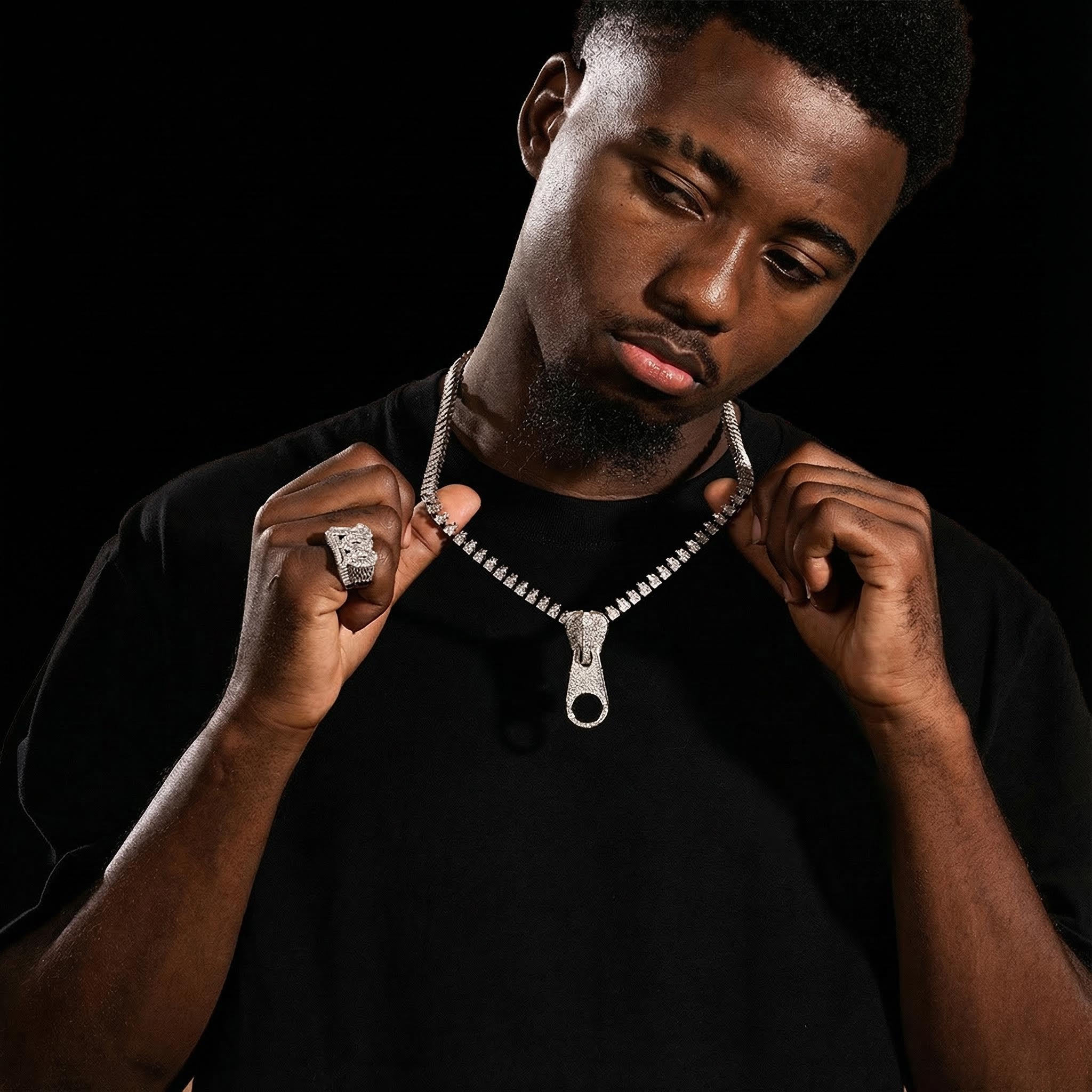 7mm Ice Out Hop Hip Bling Collar Zipper Chain Necklace 7mm Ice Out Hop Hip Bling Collar Zipper Chain Necklace