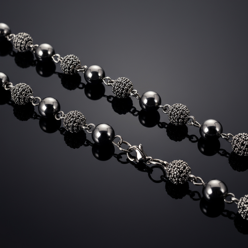 8mm Iced Beads Chain in Black Gold Plated 8mm Iced Beads Chain in Black Gold Plated