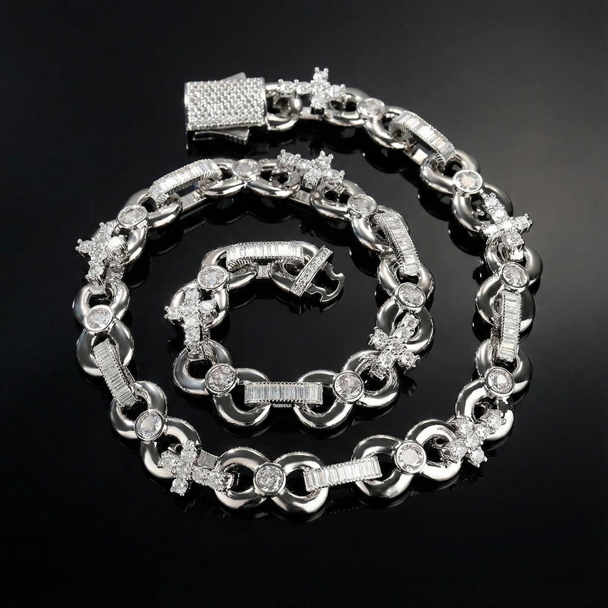 Iced Out 12mm Baguette Cut Infinite Cross Chain