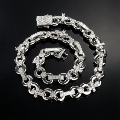 Iced Out 12mm Baguette Cut Infinite Cross Chain