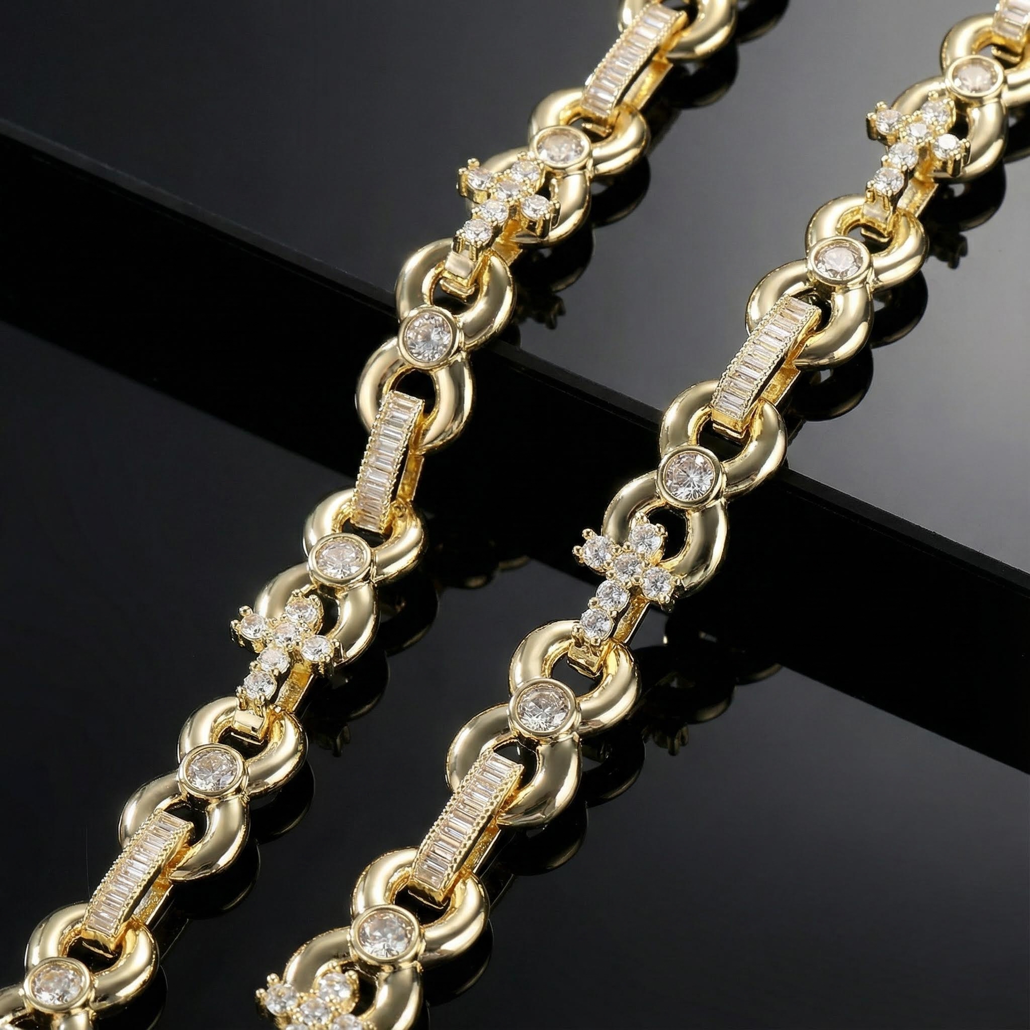 Iced Out 12mm Baguette Cut Infinite Cross Chain Iced Out 12mm Baguette Cut Infinite Cross Chain