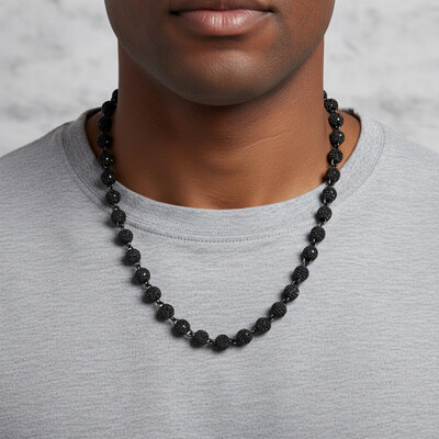8mm Iced Beads Chain with Black Gold Plated