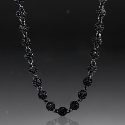 8mm Iced Beads Chain with Black Gold Plated