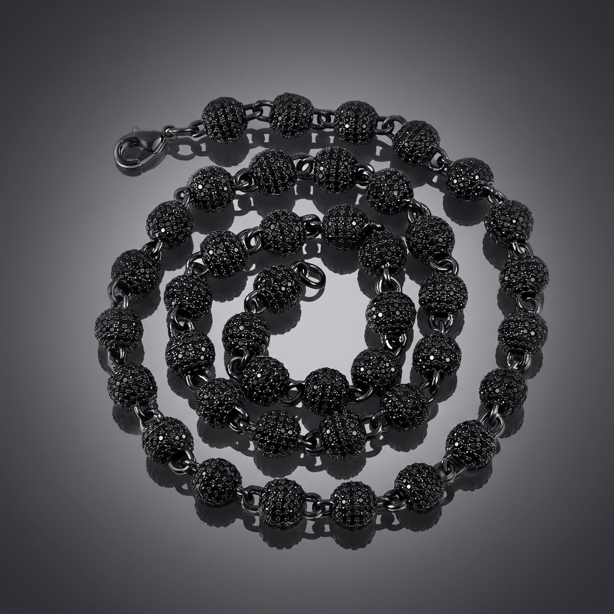 8mm Iced Beads Chain with Black Gold Plated 8mm Iced Beads Chain with Black Gold Plated