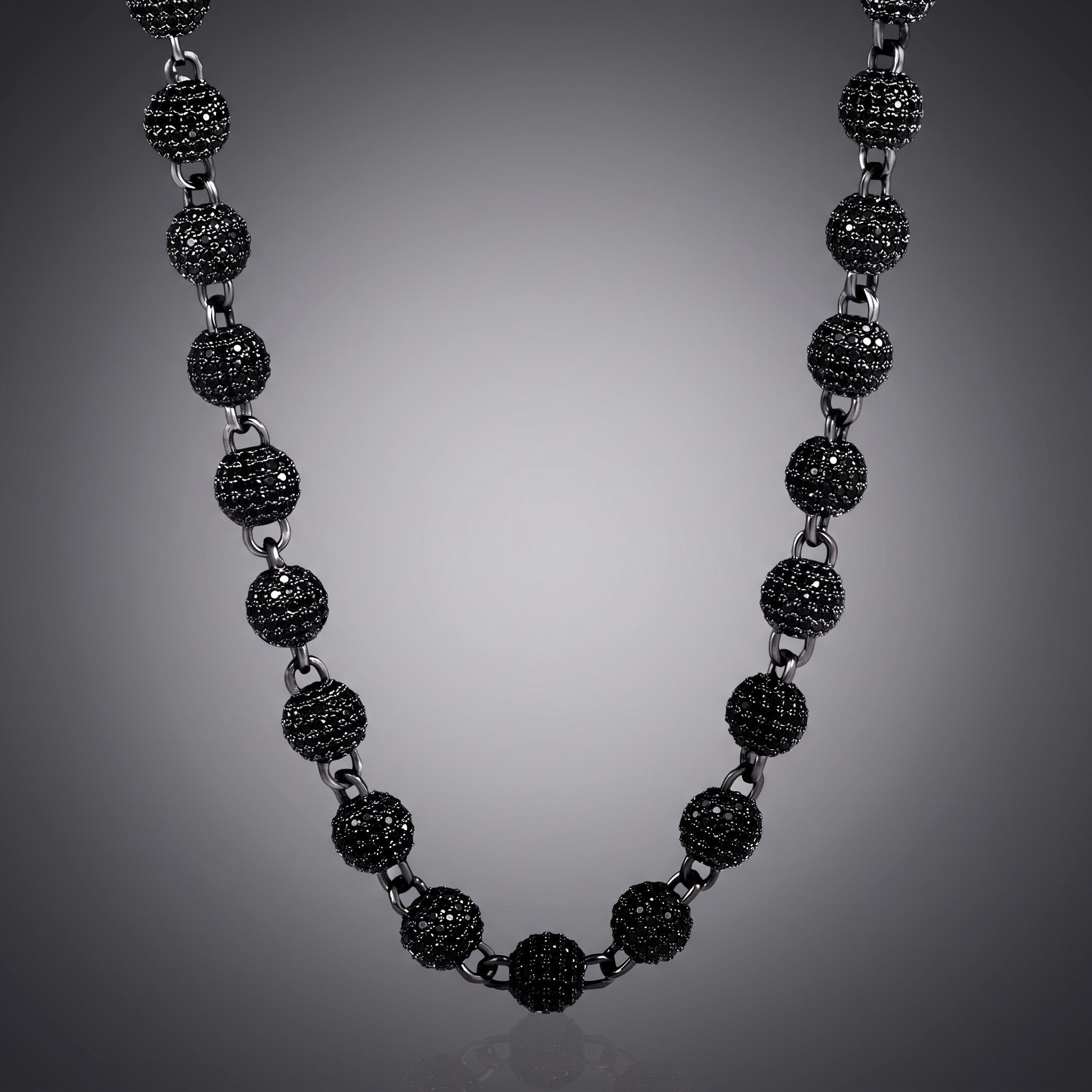 8mm Iced Beads Chain with Black Gold Plated 8mm Iced Beads Chain with Black Gold Plated