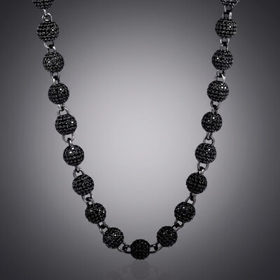 8mm Iced Beads Chain with Black Gold Plated