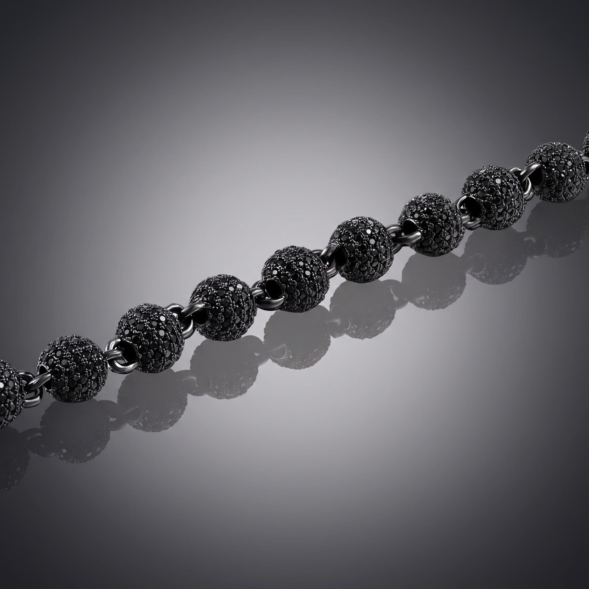 8mm Iced Beads Chain with Black Gold Plated 8mm Iced Beads Chain with Black Gold Plated