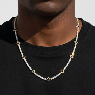 Iced Out Four Leaf Clover Tennis Chain