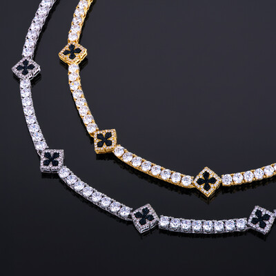 Iced Out Four Leaf Clover Tennis Chain