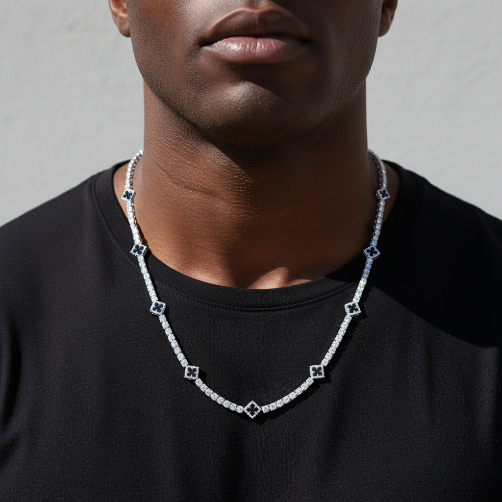 Iced Out Four Leaf Clover Tennis Chain