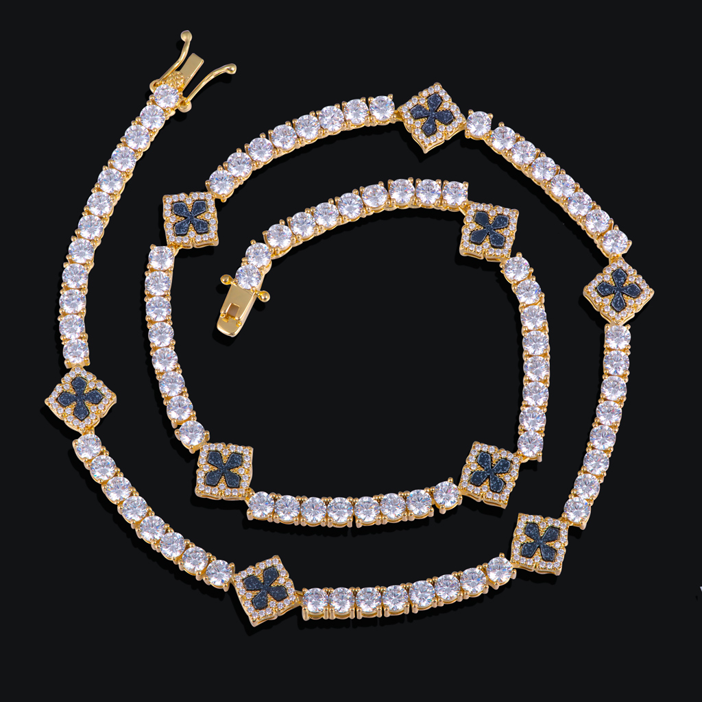 Iced Out Four Leaf Clover Tennis Chain