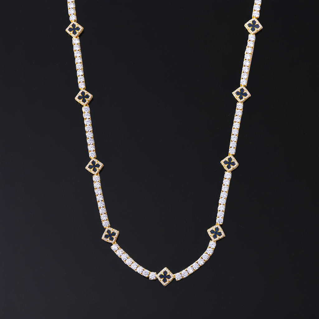 Iced Out Four Leaf Clover Tennis Chain