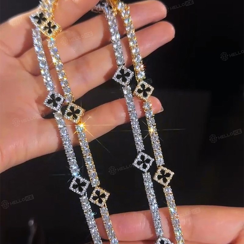 Iced Out Four Leaf Clover Tennis Chain Iced Out Four Leaf Clover Tennis Chain
