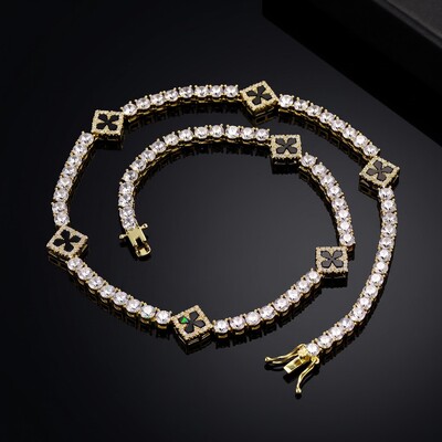 Iced Out Four Leaf Clover Tennis Chain