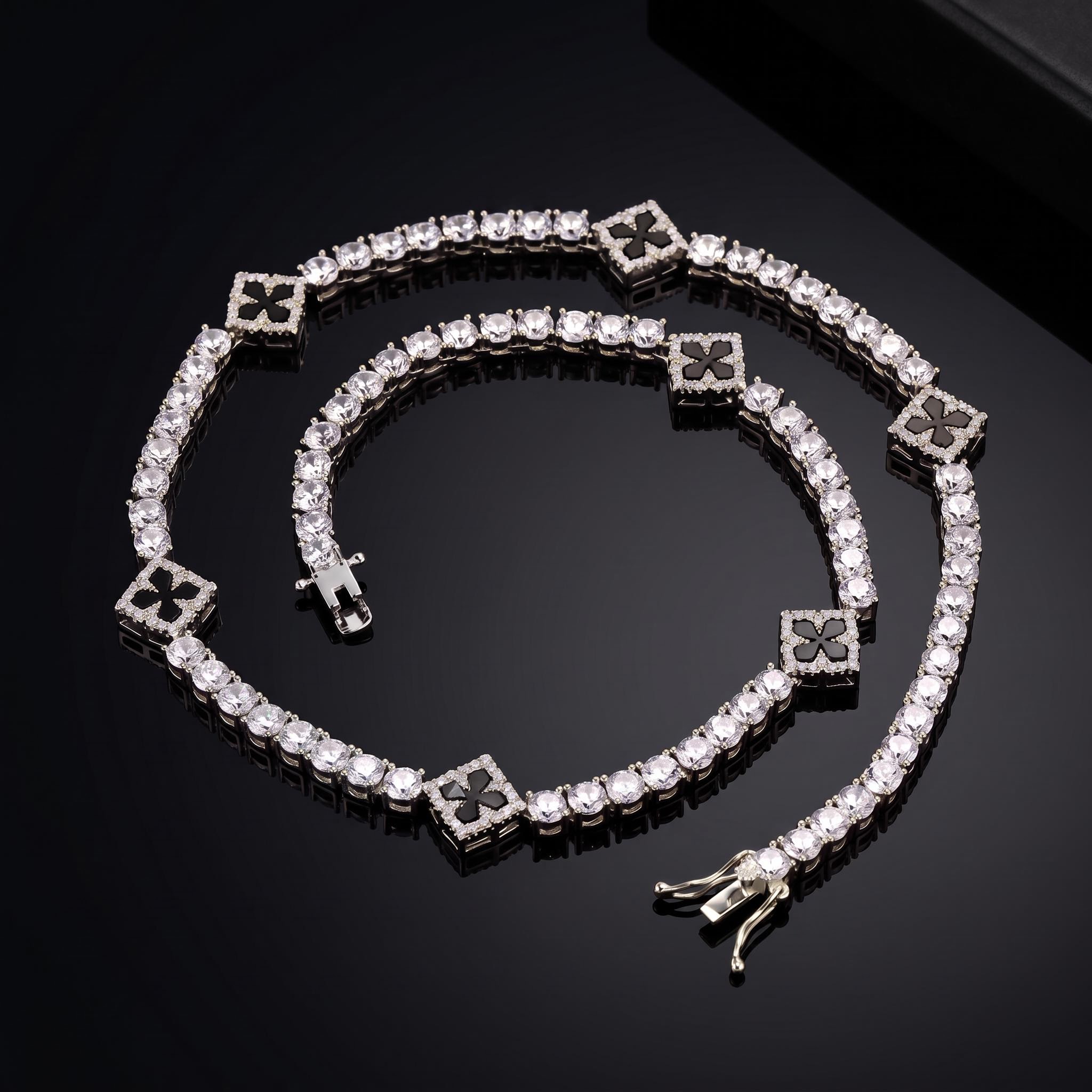 Iced Out Four Leaf Clover Tennis Chain