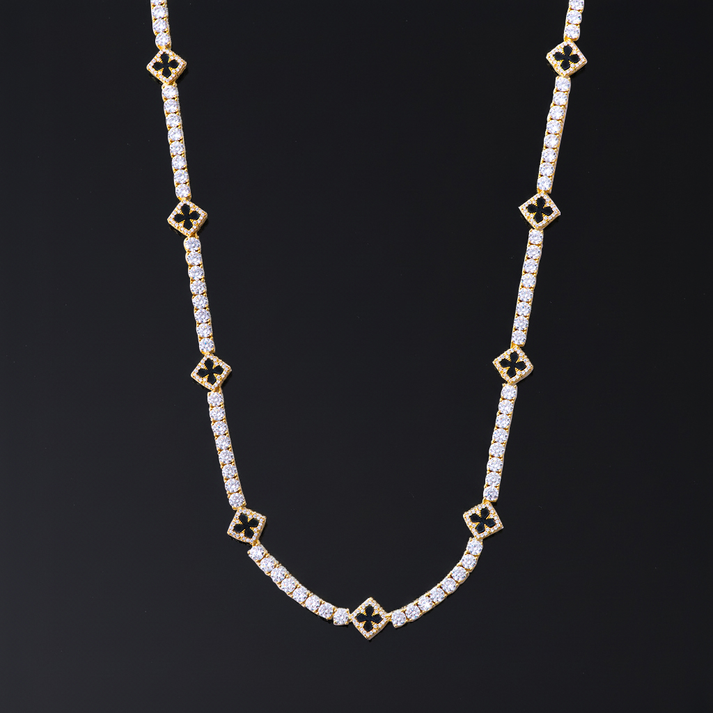 Iced Out Four Leaf Clover Tennis Chain
