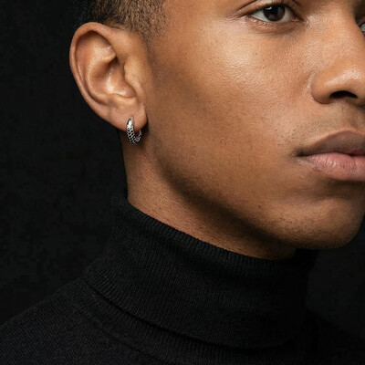 Iced Out Blue/Black/Purple Huggie Hoop Earrings