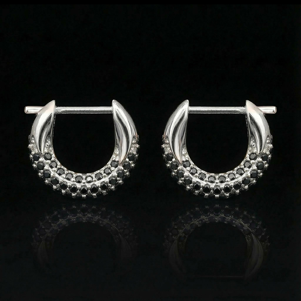 Iced Out Blue/Black/Purple Huggie Hoop Earrings Iced Out Blue/Black/Purple Huggie Hoop Earrings