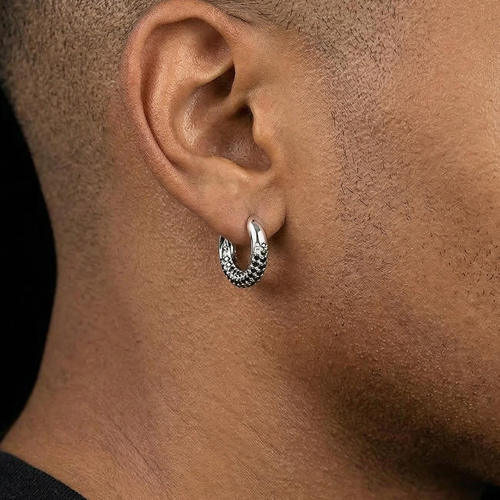 Iced Out Blue/Black/Purple Huggie Hoop Earrings