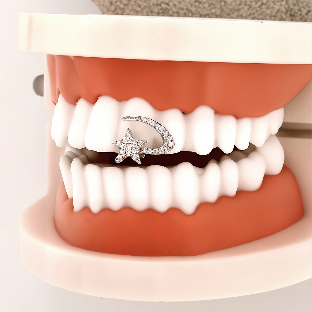 Iced Out Star & Crescent Single Grillz