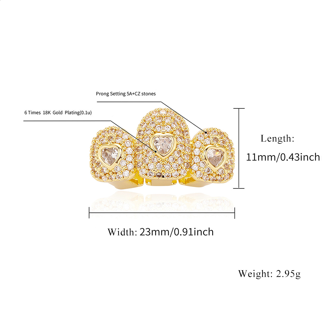 Iced Out Heart Shaped Full Pave Fang Grillz