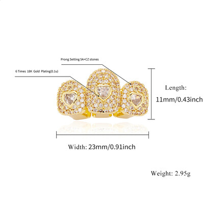 Iced Out Heart Shaped Full Pave Fang Grillz