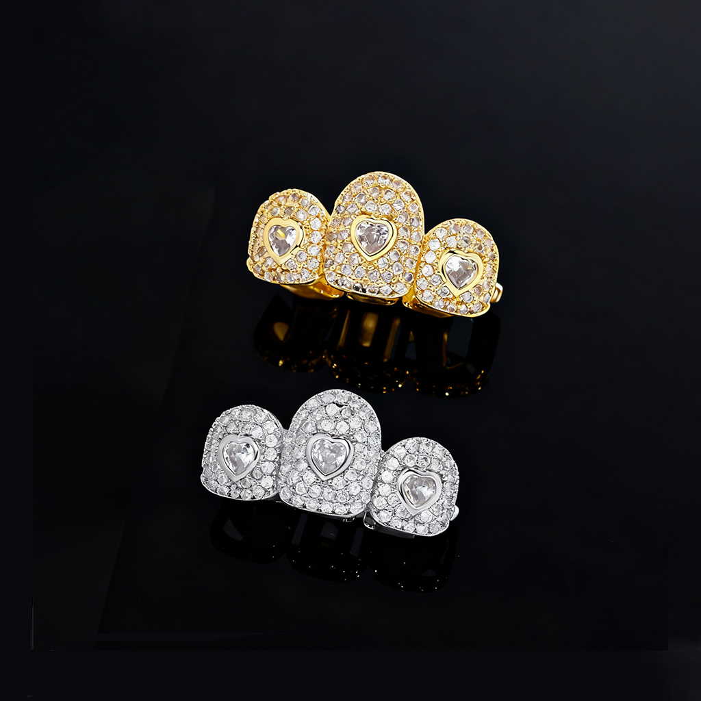 Iced Out Heart Shaped Full Pave Fang Grillz