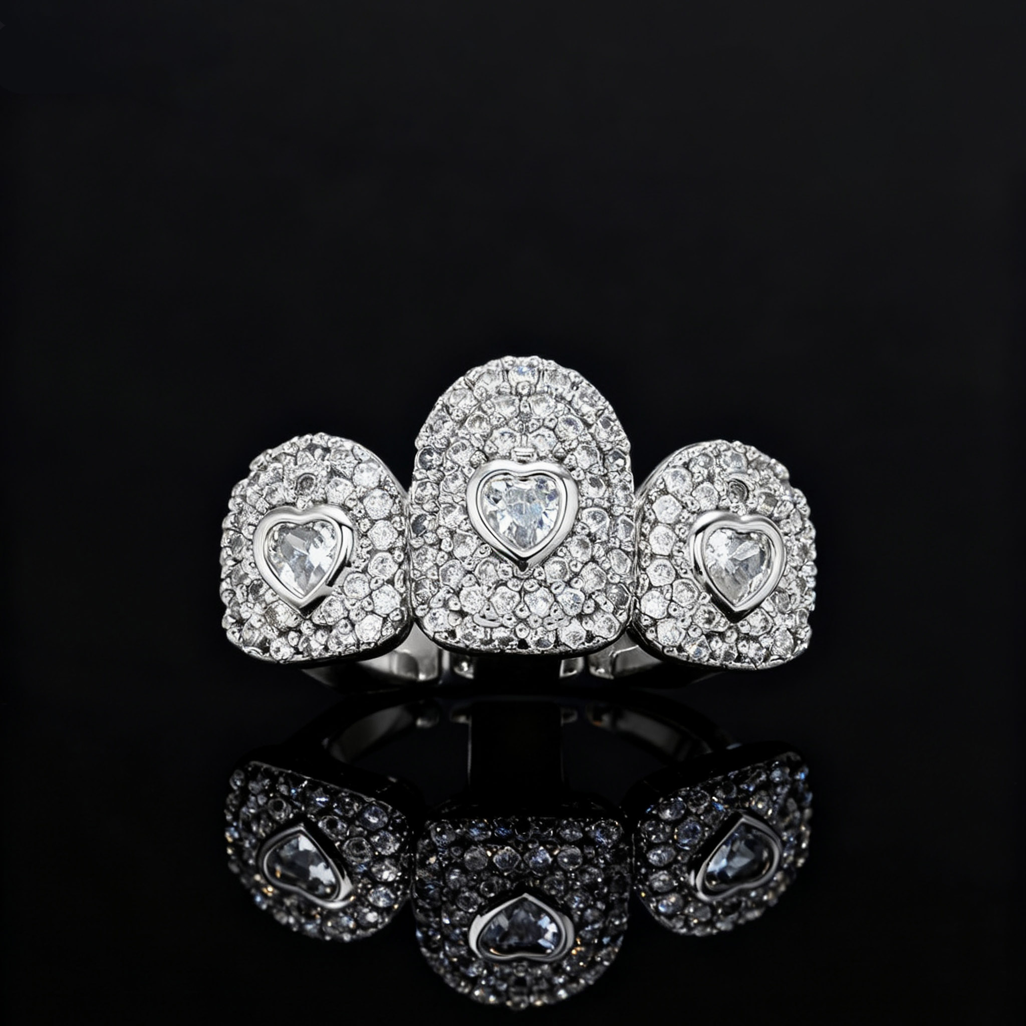 Iced Out Heart Shaped Full Pave Fang Grillz