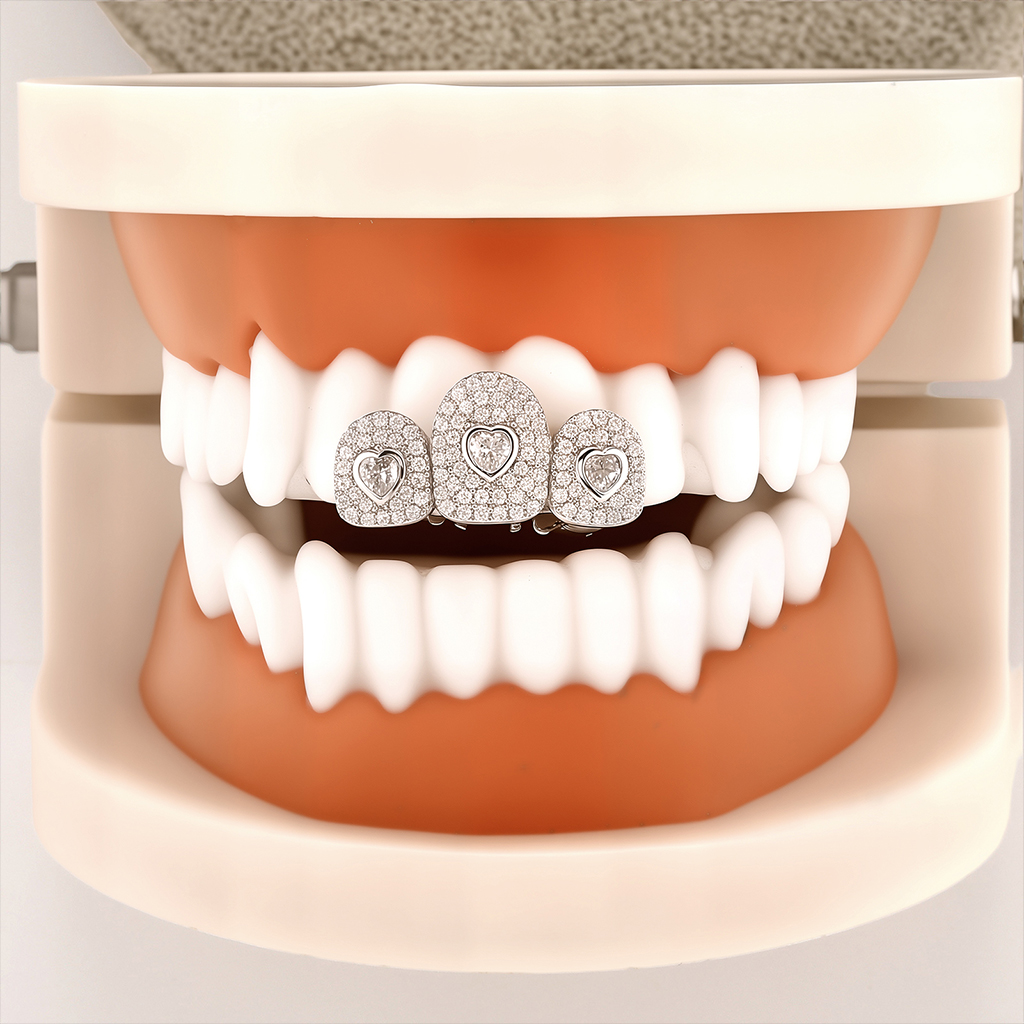 Iced Out Heart Shaped Full Pave Fang Grillz