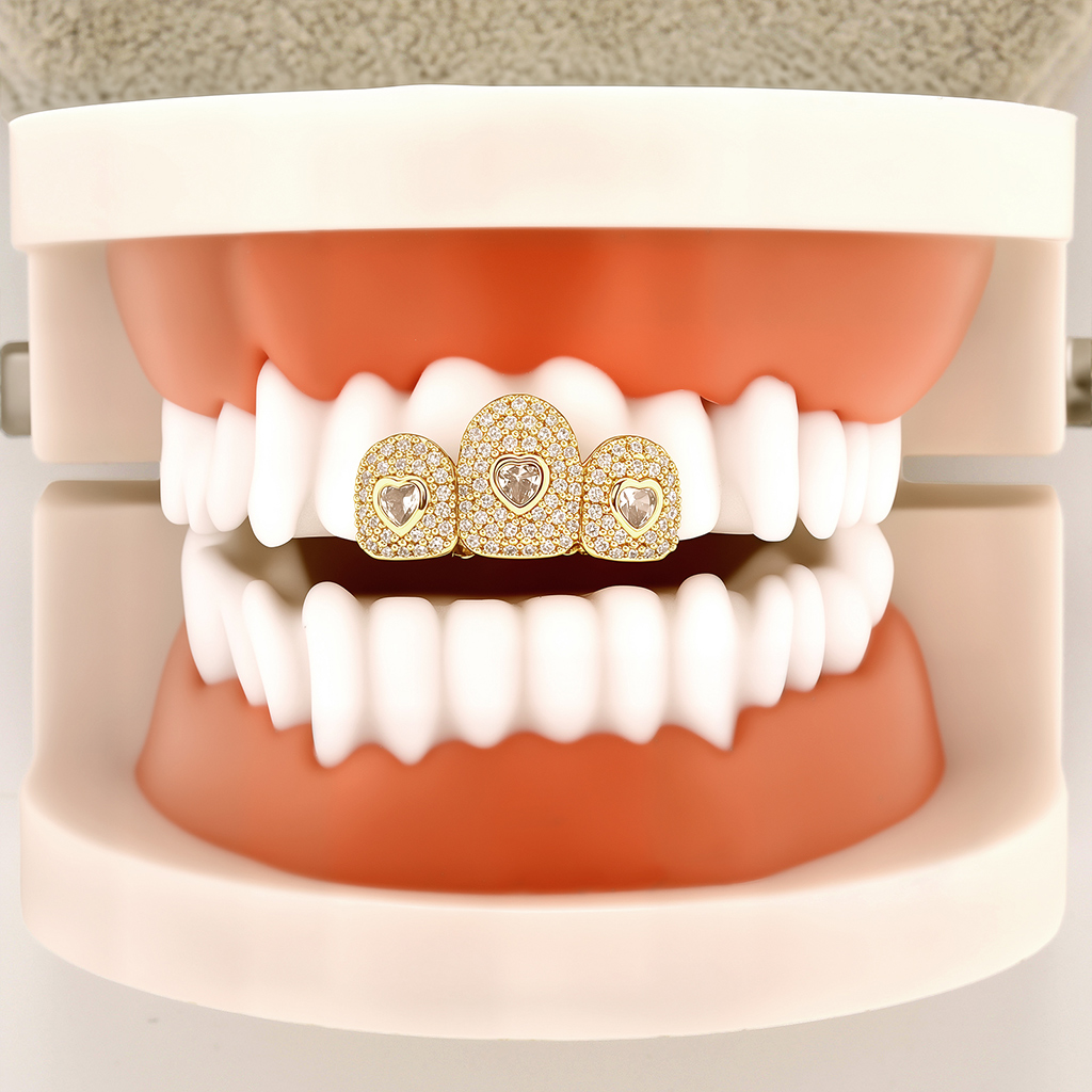 Iced Out Heart Shaped Full Pave Fang Grillz