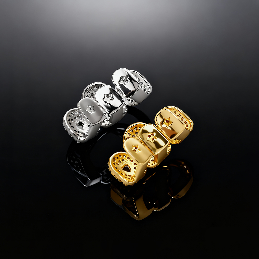 Iced Out Heart Shaped Full Pave Fang Grillz