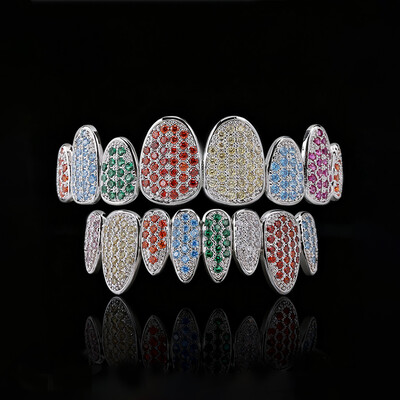 Iced Out Multi-Colored Diamonds Grillz Set