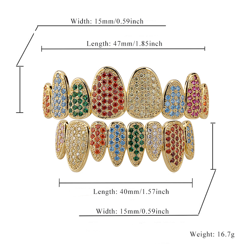 Iced Out Multi-Colored Diamonds Grillz Set