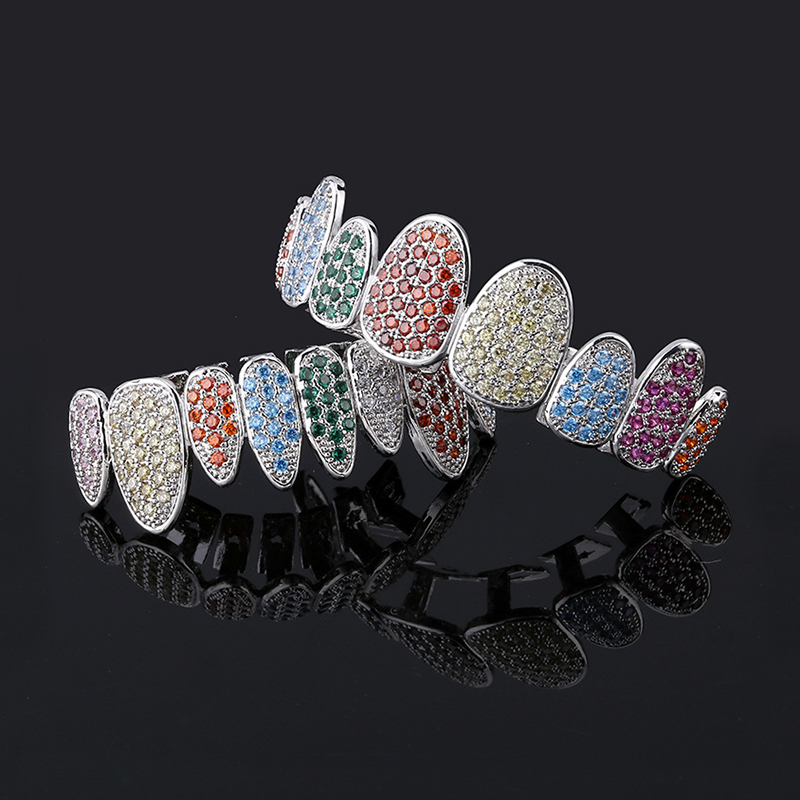Iced Out Multi-Colored Diamonds Grillz Set