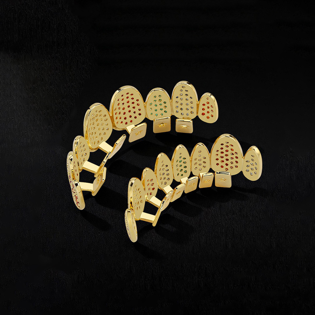 Iced Out Multi-Colored Diamonds Grillz Set