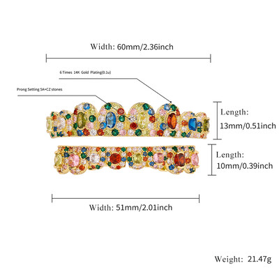 Iced Out Hip Hop Colorful Diamond Pave Grillz Set