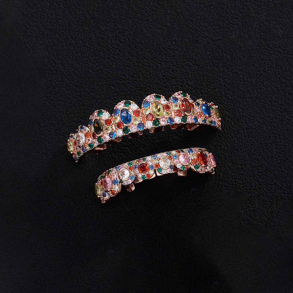 Iced Out Hip Hop Colorful Diamond Pave Grillz Set