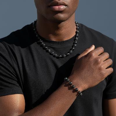 8mm Iced Beads Chain & Bracelet Set